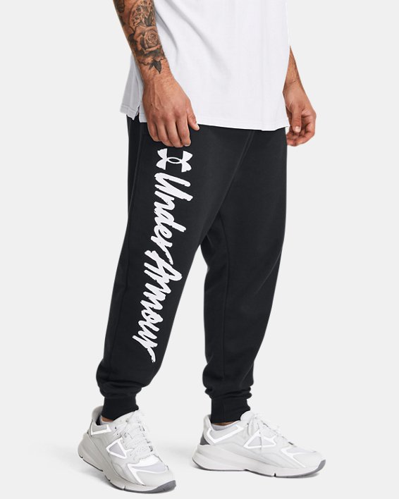 Men's UA Rival Fleece Graphic Joggers in Black image number 0